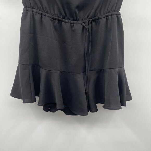 Glam Womens Strapless Romper Cinched Waist Ruffle Black Size Medium - Picture 3 of 9